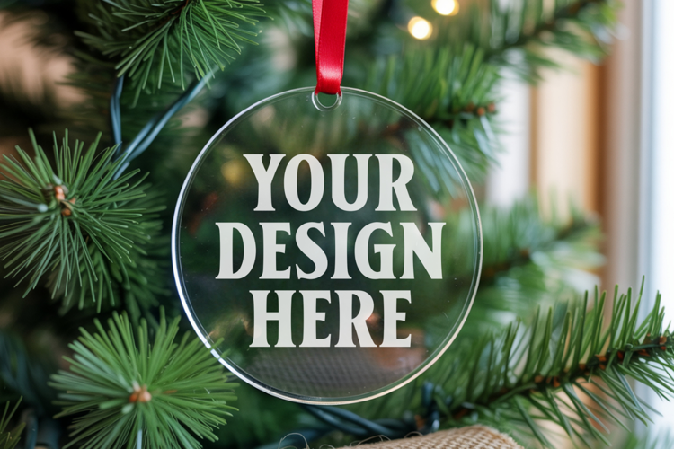 Acrylic Christmas Ornament Mockups , acrylic blank mockup