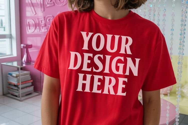 Comfort Colors 1717 Red T-Shirt Mockup example image 1