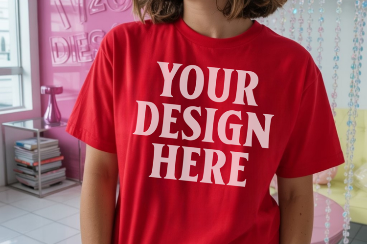 Comfort Colors 1717 Red T-Shirt Mockup