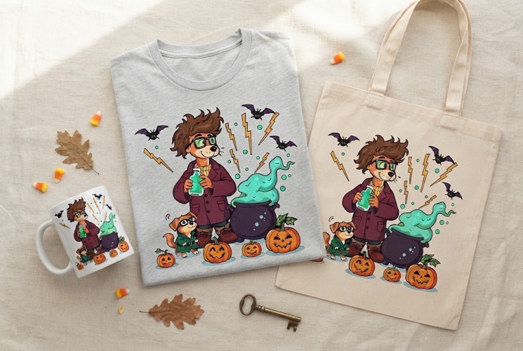 Halloween Mad Scientist Dog PNG | Spooky Science Lab Design