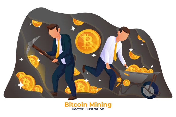 Bitcoin Mining - Vector Illustration example image 1