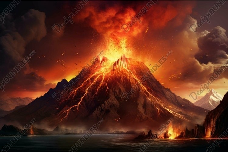 Majestic volcanic eruption at dusk example image 1