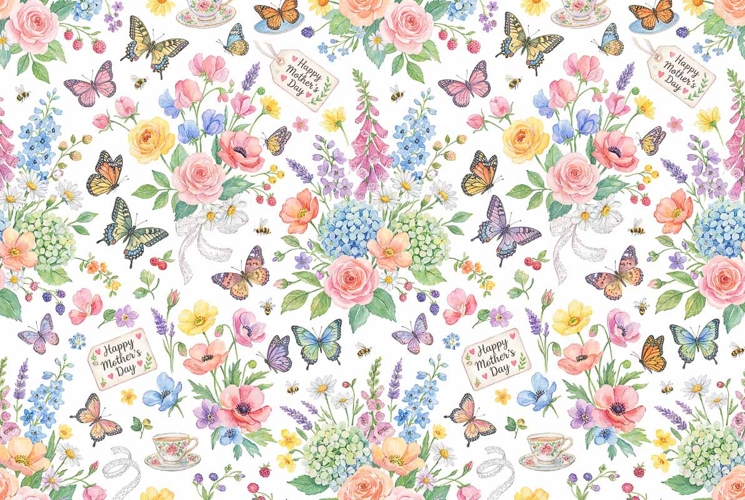 Garden party watercolor seamless pattern