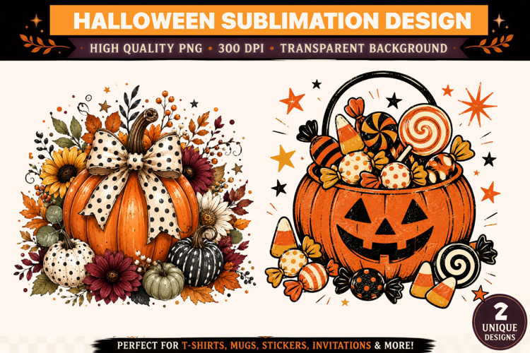 Coquette Pumpkin PNG | Halloween Candy Bucket PNG