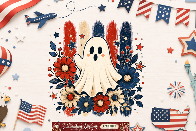 Patriotic Floral American Flag Design | Halloween Digital