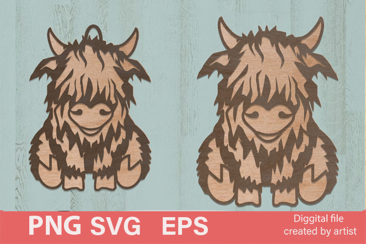 longhaired cow svg, cow svg, home decoration, laser cutting