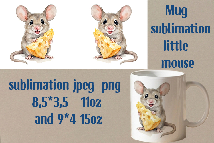 Mug sublimation cute mouse