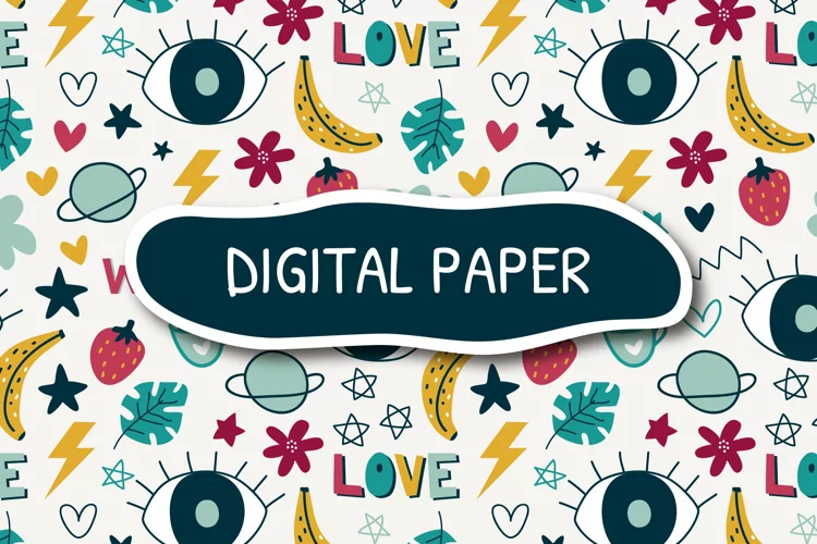Doodle pattern, seamless pattern, digital paper