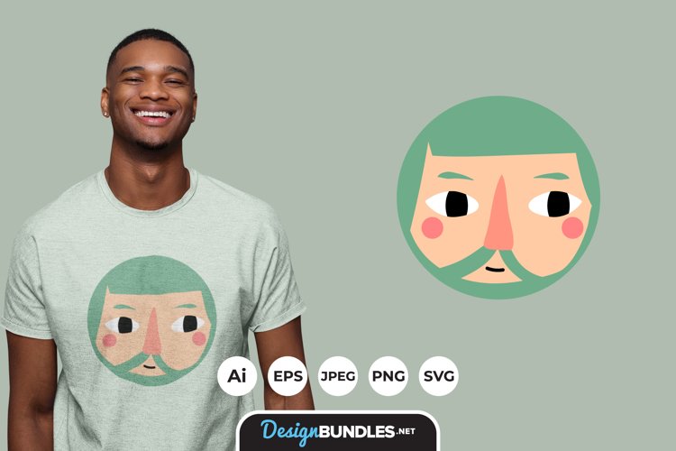 Ellipse Male Face Illustrations for T-Shirt Design example image 1