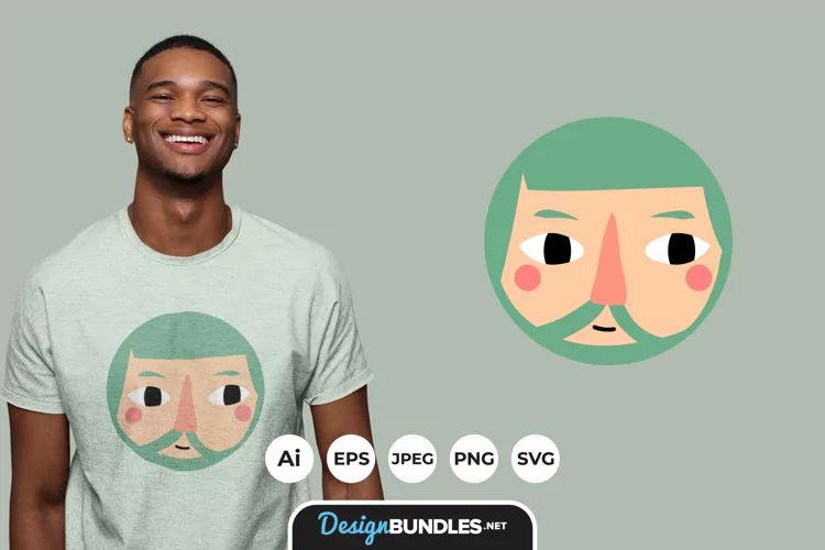Ellipse Male Face Illustrations for T-Shirt Design
