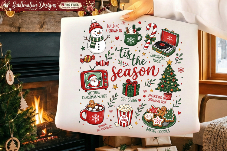 Tis The Season Christmas Sublimation PNG | Cozy Christmas example image 1