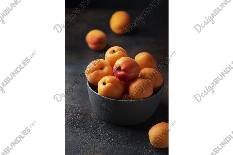 Concept of healthy vegan food with sweet apricots example image 1