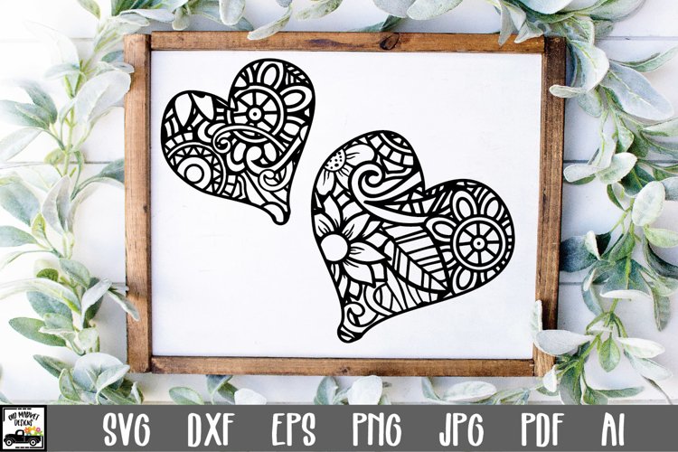 Two Hearts Mandala SVG Cut File