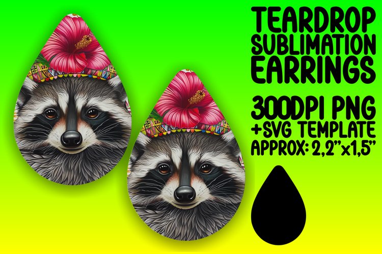Bright Raccoon with Floral Design Wrap for Teardrop