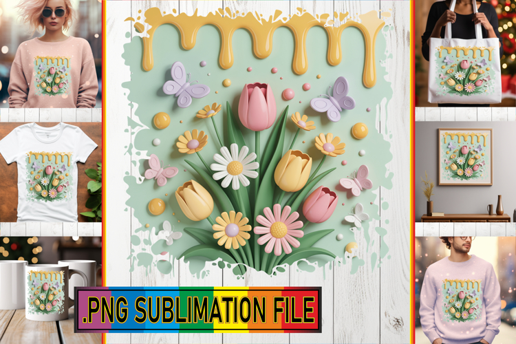 Sweet TSHIRT Designs Art PNG, 3D Flowers