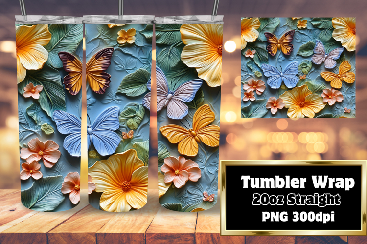 20oz Tumbler Template for All Occasions , 3D Flower