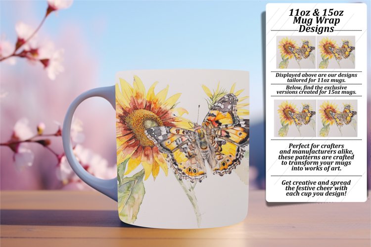 Vibrant Springtime: Butterfly Mug Showcase - 11oz & 15oz example image 1