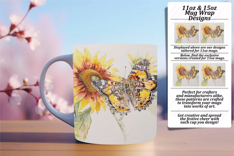 Vibrant Springtime: Butterfly Mug Showcase - 11oz & 15oz