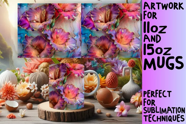 Radiant 3D Springtime Elegance Mug Wrap: Sublimation - 11oz/