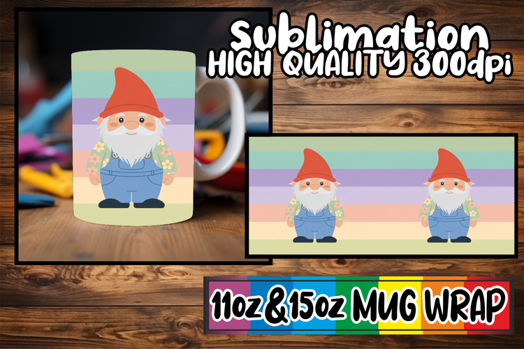 Charming vibes sublimation print wrap, Gnomes