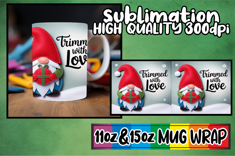 Radiant moments 11oz 15oz sublimation wrap, Holiday Gnome