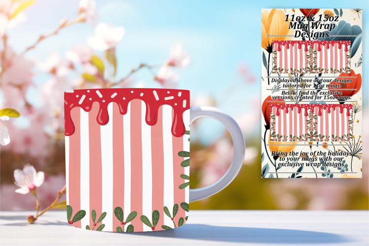 Chic 11oz Mug Wrap Png Template , Christmas