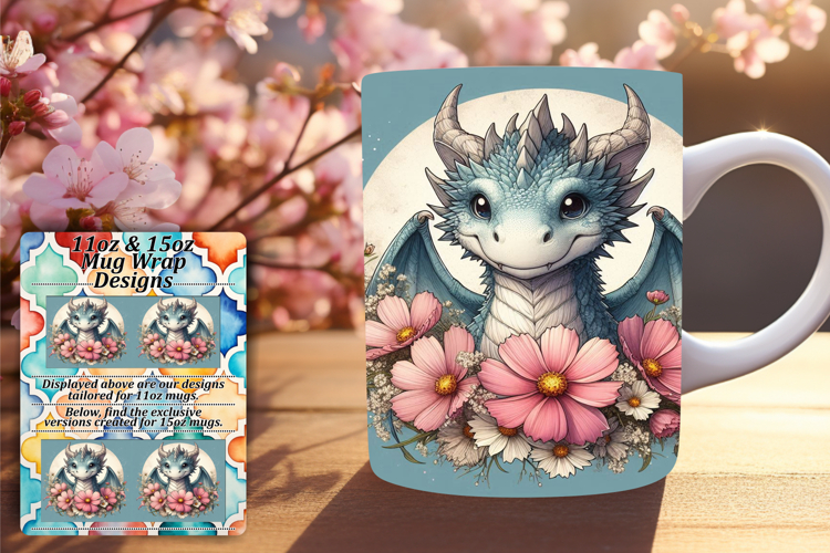 Customized Png For 15oz Mug Wrap , Dragon