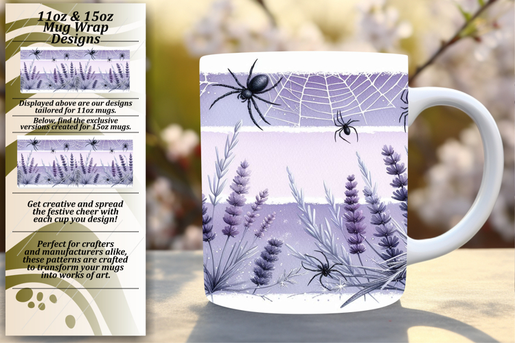 Elegant 15oz Mug Wrap Png Design , Halloween