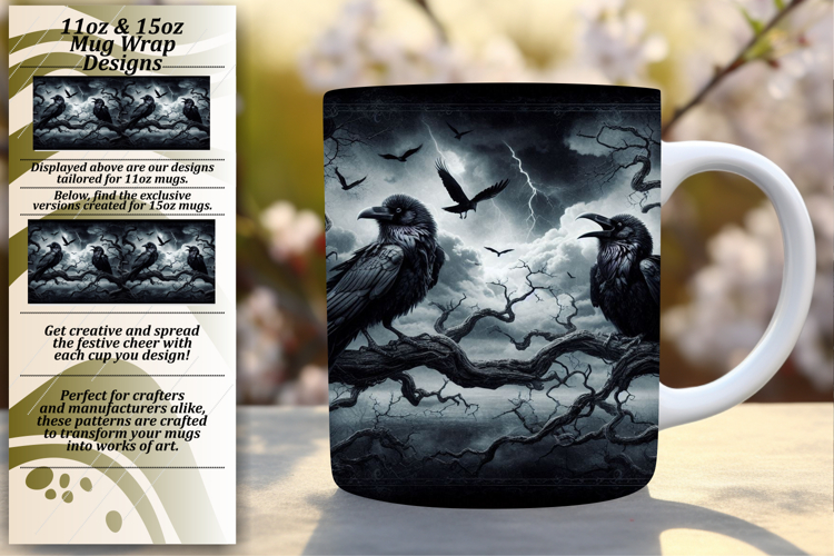 Floral 11oz Mug Wrap Png Template , Horror Halloween
