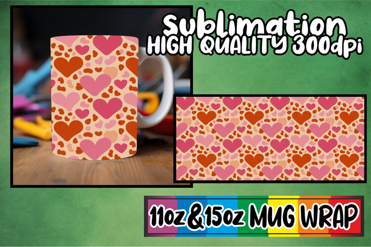 Happy whispers 11oz 15oz sublimation wrap, Valentine's Patte example image 1