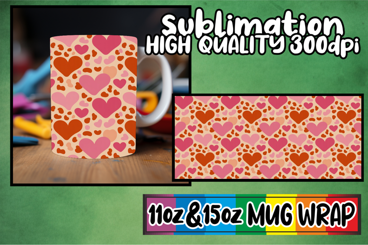 Happy whispers 11oz 15oz sublimation wrap, Valentine's Patte
