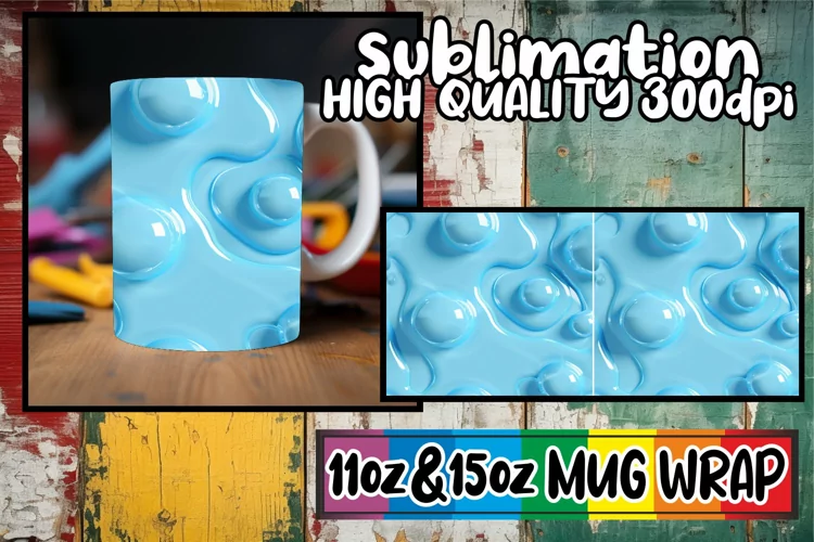 Colorful Inflated Delight: Sublimation Mug Wrap 11oz/15oz