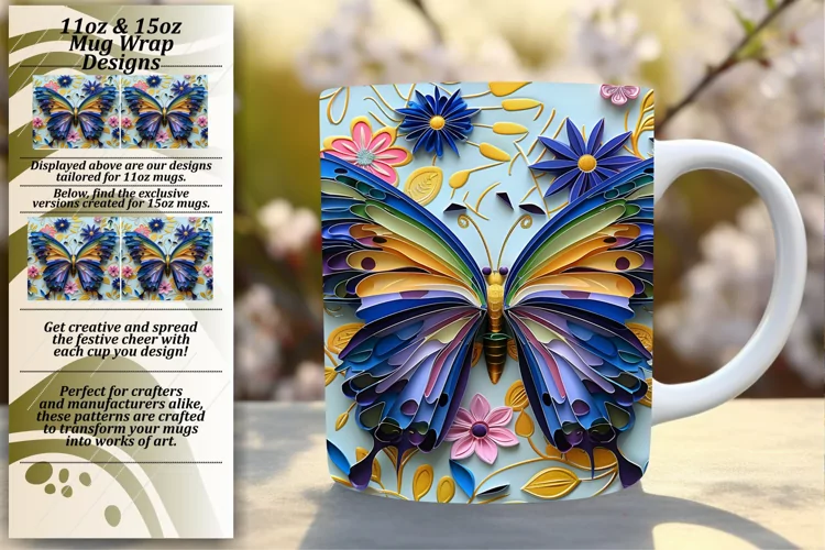 Whimsical Butterfly Wonderland: Spring Mug Wrap