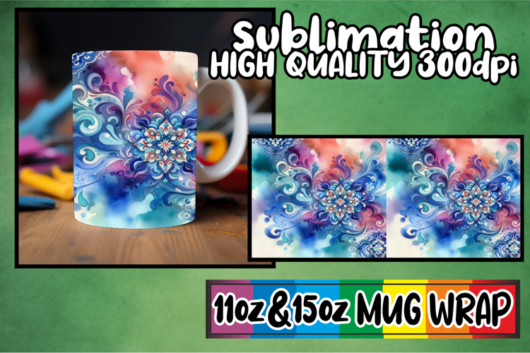 Refreshing moments sublimation mug wrap, Watercolor Pattern