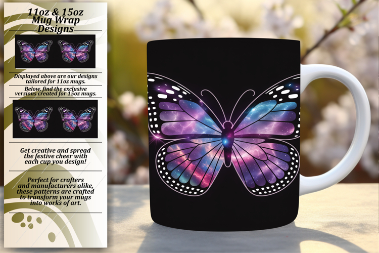 Gorgeous 15oz Mug Wrap Png Design , Butterfly