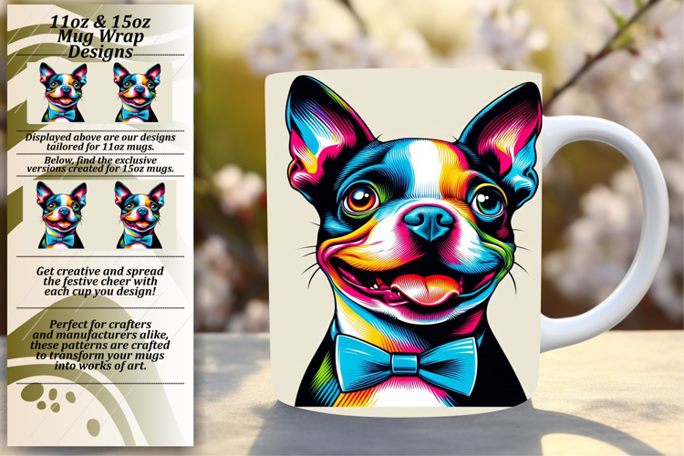 Sleek 11oz Mug Wrap Png Design , Dog