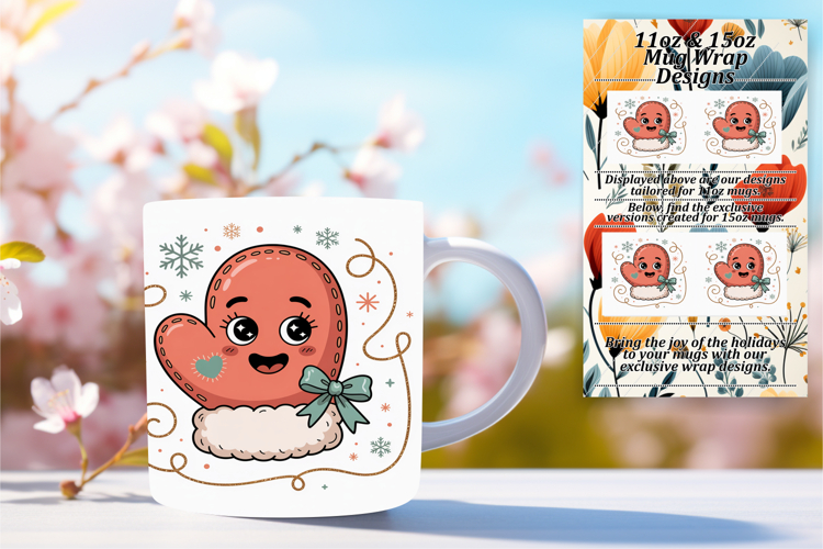 Bright 11oz Mug Wrap Png Artwork , Cute Christmas