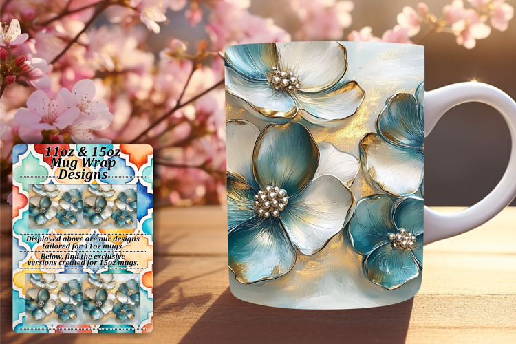 Inspiring 11oz Mug Wrap Png Design , 3D Flower