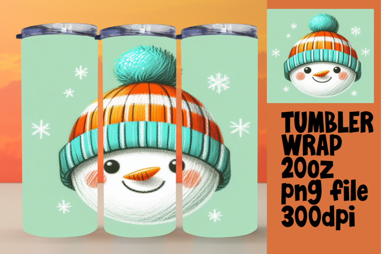 Creative Tumbler Wrap Template , Snowman