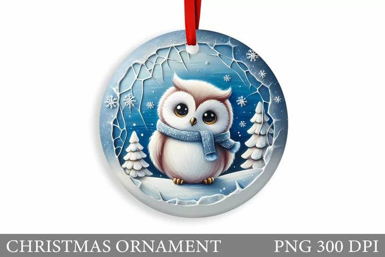 Cute Owl Christmas Ornament. Christmas Owl Sublimation