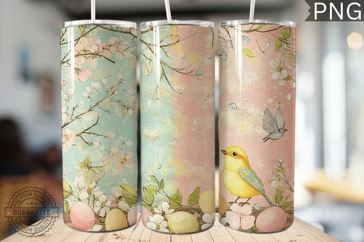 Spring Easter Tumbler Wrap - High Quality 300 Dpi