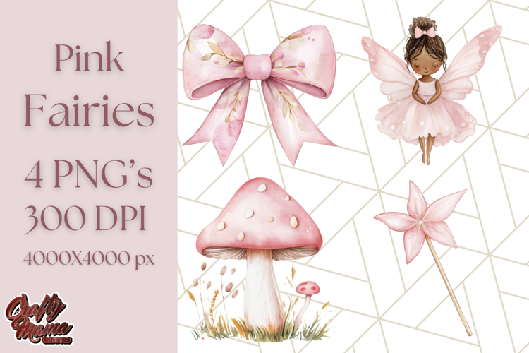 Pastel Pink Fairy Garden Clipart, Enchanted Cottagecore Png example image 1