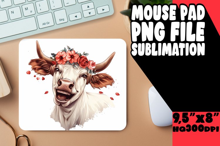 Funny Farmhouse Cow Mouse Mat Sublimation PNG example image 1