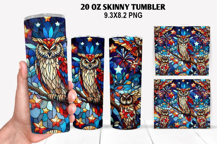 Owls Skinny Tumbler 20oz Wrap Design,4th of july Tumbler PNG