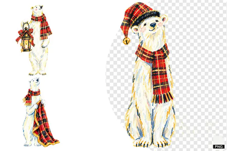Christmas Polar Bear PNG