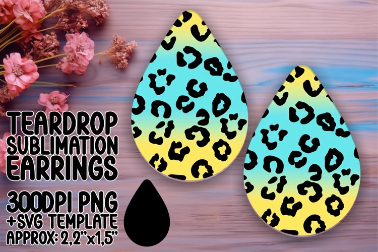 Bold Leopard Gradient Teardrop Earring Wrap PNG
