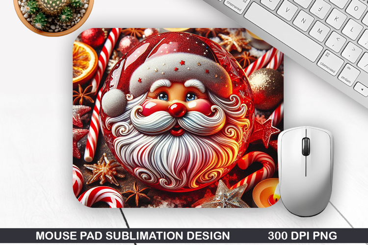 Santa Mouse Pad Sublimation, Christmas Mouse Pad PNG Design