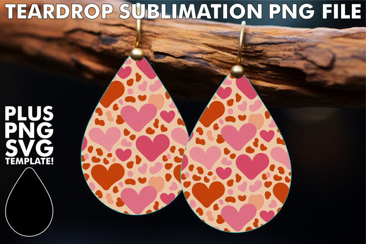 Cheerful Teardrop Earrings Art PNG, Valentines Pattern