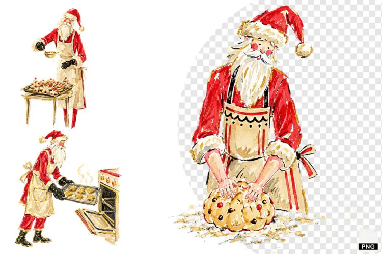 Santa Love Baking PNG