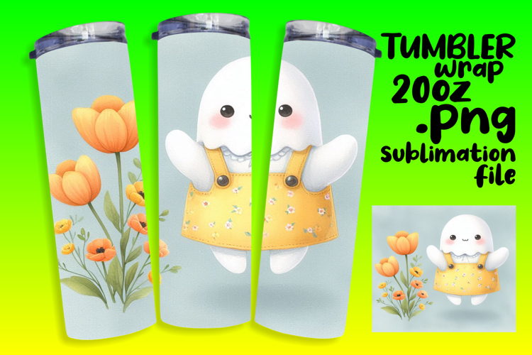 GREAT GIFT 20oz Tumbler Wrap , Cute Ghost